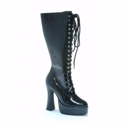 Black Patent Lace Up Boots For Adults