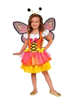 Butterfly Glittery Orange Costume For Kids