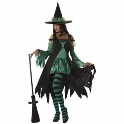 Emerald Green Witch Costume For Adults