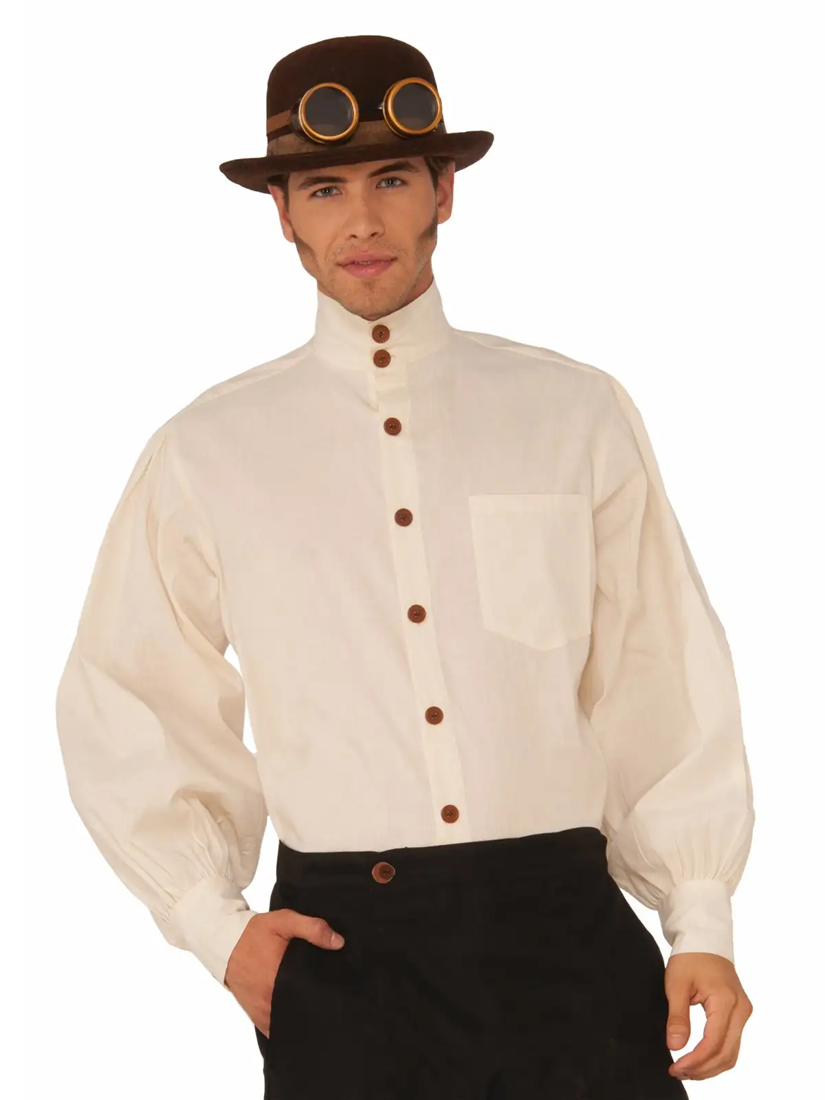 Steampunk Beige Men's Shirt For Adults