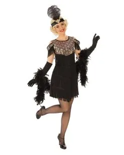 Fabulous Flapper Black & Gold Costume For Adults