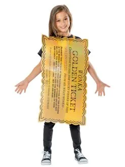 Golden Ticket Tabard Costume For Kids - Warner Bros Charlie And The Chocolate Factory