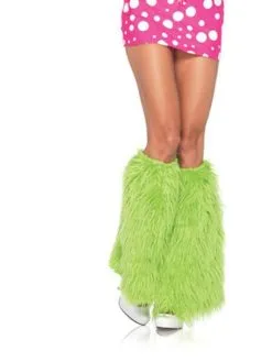 LEG AVENUE Green Furry Leg Warmers For Adults