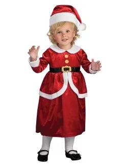 Lil' Mrs Claus Dress And Apron Set For Toddlers & Kids