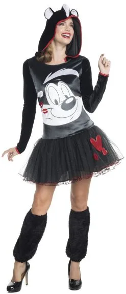 Pepe Le Pew Hooded Tutu Costume For Adults - Warner Bros Looney Tunes