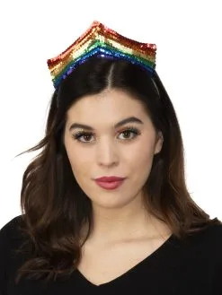 Pride Sequin Rainbow Tiara For Adults