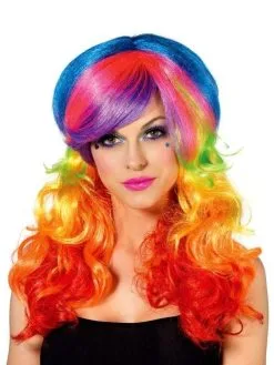 LEG AVENUE Rainbow Rocker Multicolour Wig For Adults