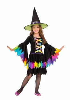 Rainbow Witch Costume For Kids