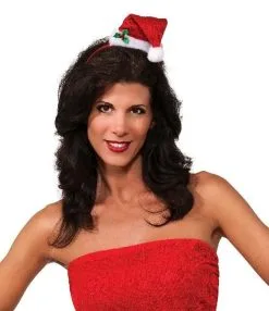Santa Mini Velour Hat On Headband
