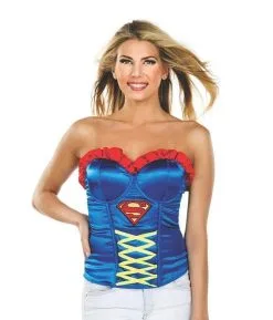 Supergirl Ribbon Detail Corset For Adults - Warner Bros DC Comics