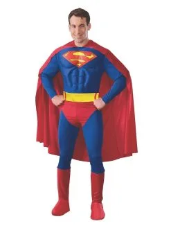 Superman Moulded Muscle Chest Costume For Adults - Warner Bros DC Comics