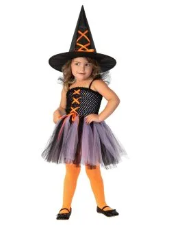 Witch Purple & Orange Costume For Toddlers & Kids