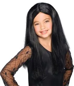 Witch's Long Black Wig For Kids